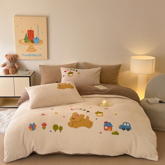 91家纺网 家纺一手货源 找家纺 （总）川悦生活 2025新款泰迪绒毛巾绣卡通四件套