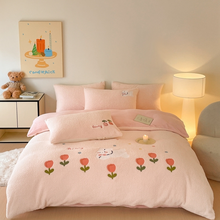 91家纺网 家纺一手货源 找家纺 （总）川悦生活 2025新款泰迪绒毛巾绣卡通四件套