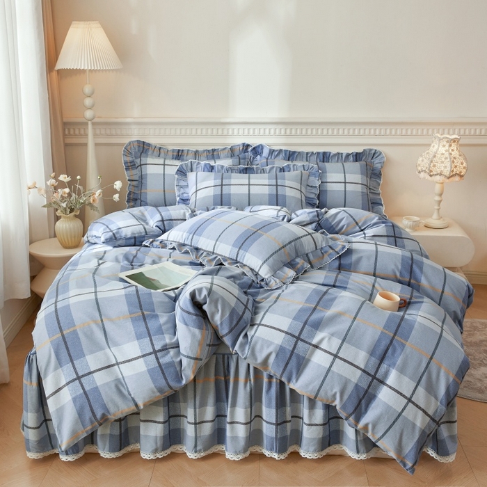 91家纺网 家纺一手货源 找家纺 （总）缦彩 2025新款100%全棉A类数码印花床裙遮丑花边床单床罩四件套