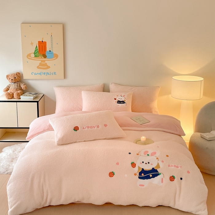 91家纺网 家纺一手货源 找家纺 （总）川悦生活 2025新款泰迪绒毛巾绣卡通四件套