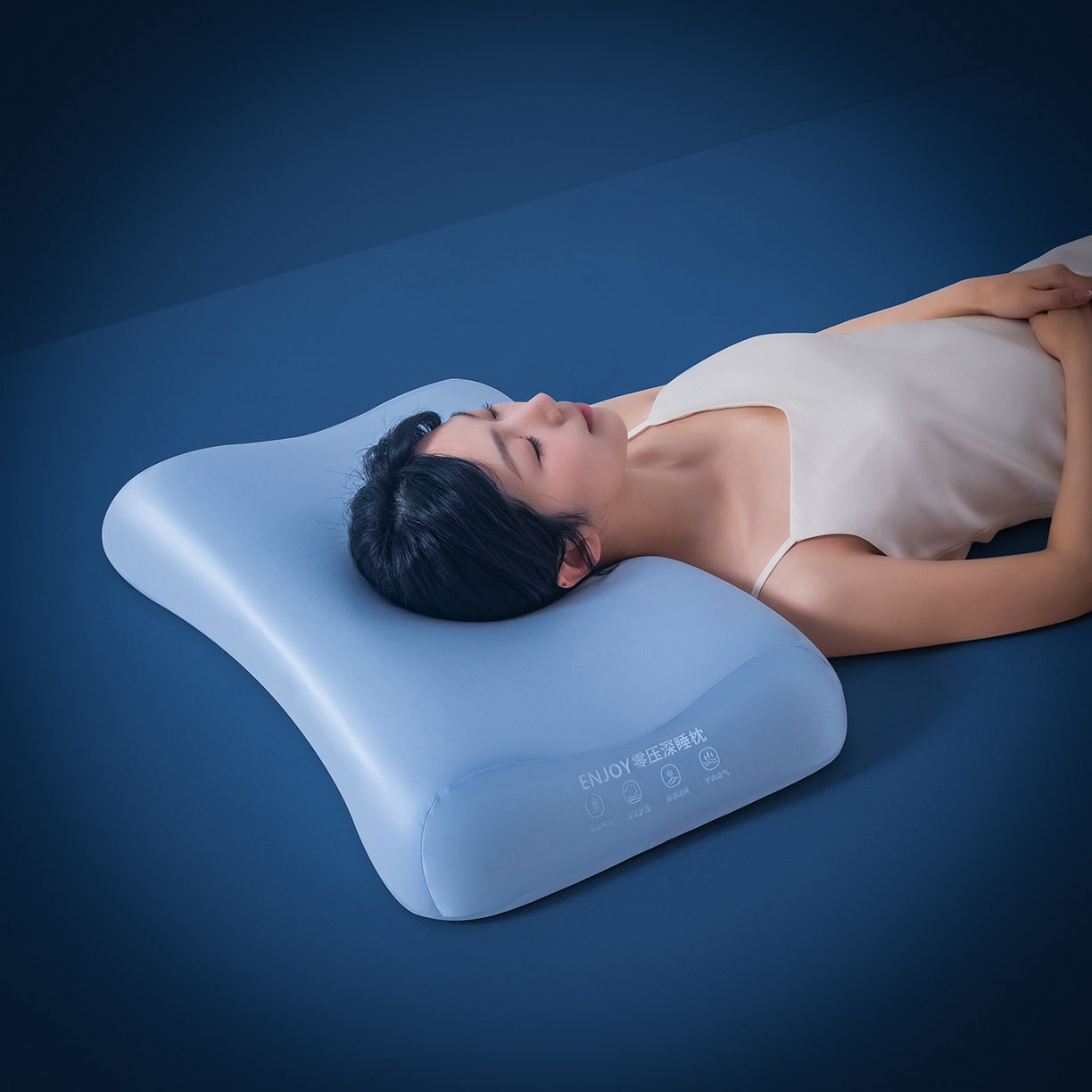 91家纺网 家纺一手货源 找家纺 贵夫人 2025新款情侣款零压力深睡枕枕头枕芯 蓝色/对