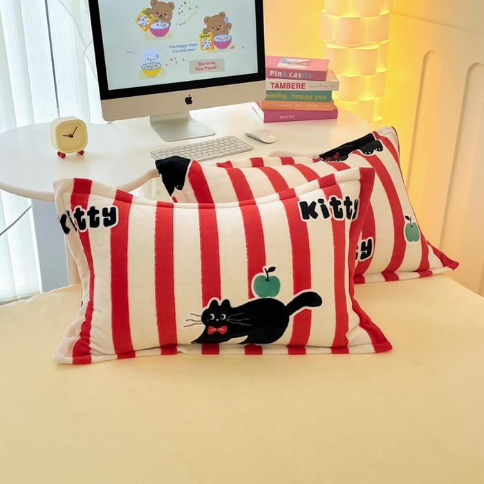 91家纺网 家纺一手货源 找家纺 眠博士 2025新款烂花牛奶绒印花牛奶绒加厚保暖简单款四件套 简单款-猫咪乐园