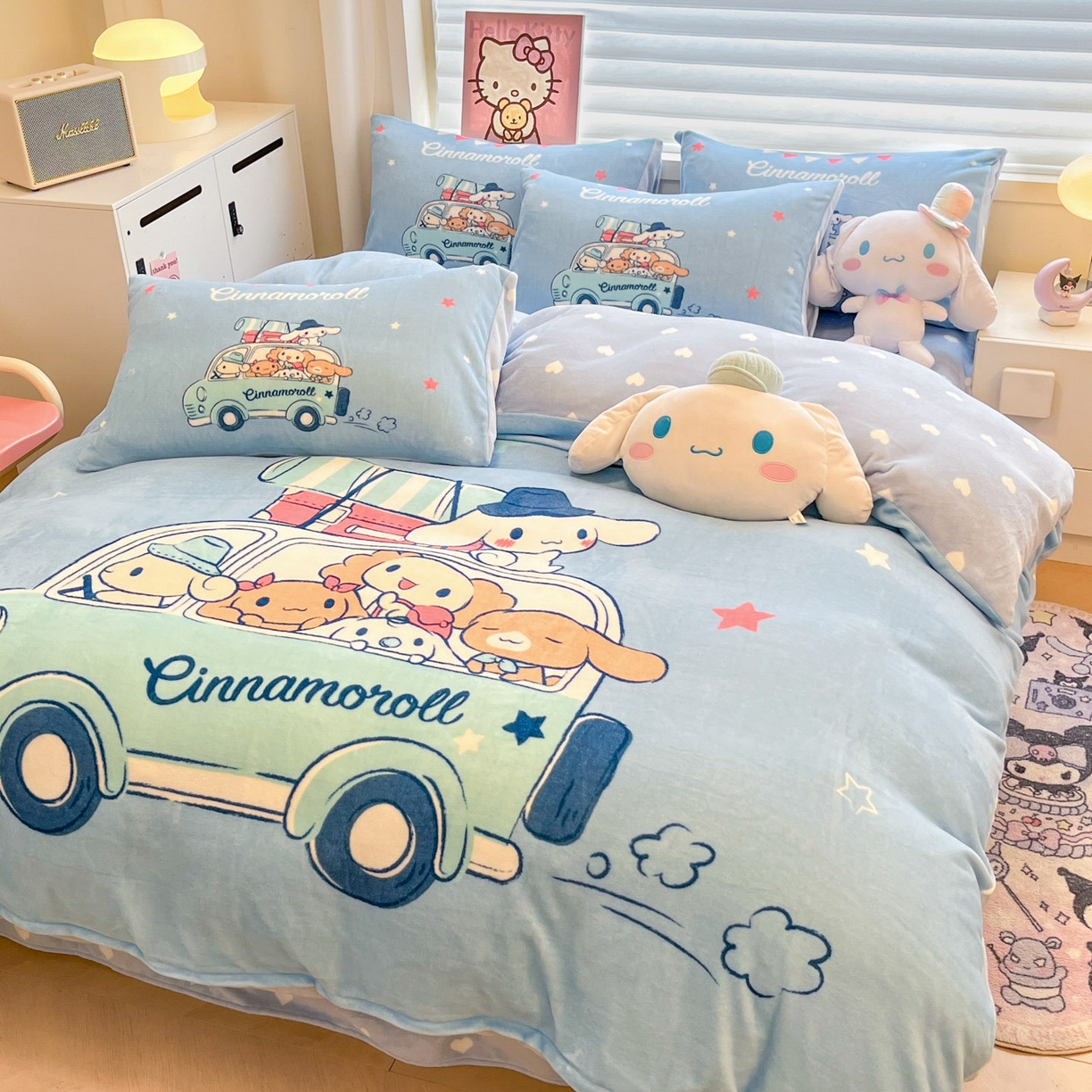 91家纺网 家纺一手货源 找家纺 暮思家居 2025新款正版授权三丽鸥大阪数码印花高克重加厚保暖牛奶绒四件套 绒大阪-伙伴玉桂狗