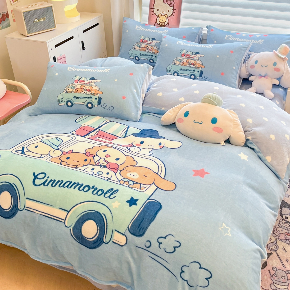 91家纺网 家纺一手货源 找家纺 暮思家居 2025新款正版授权三丽鸥大阪数码印花高克重加厚保暖牛奶绒四件套 绒大阪-伙伴玉桂狗