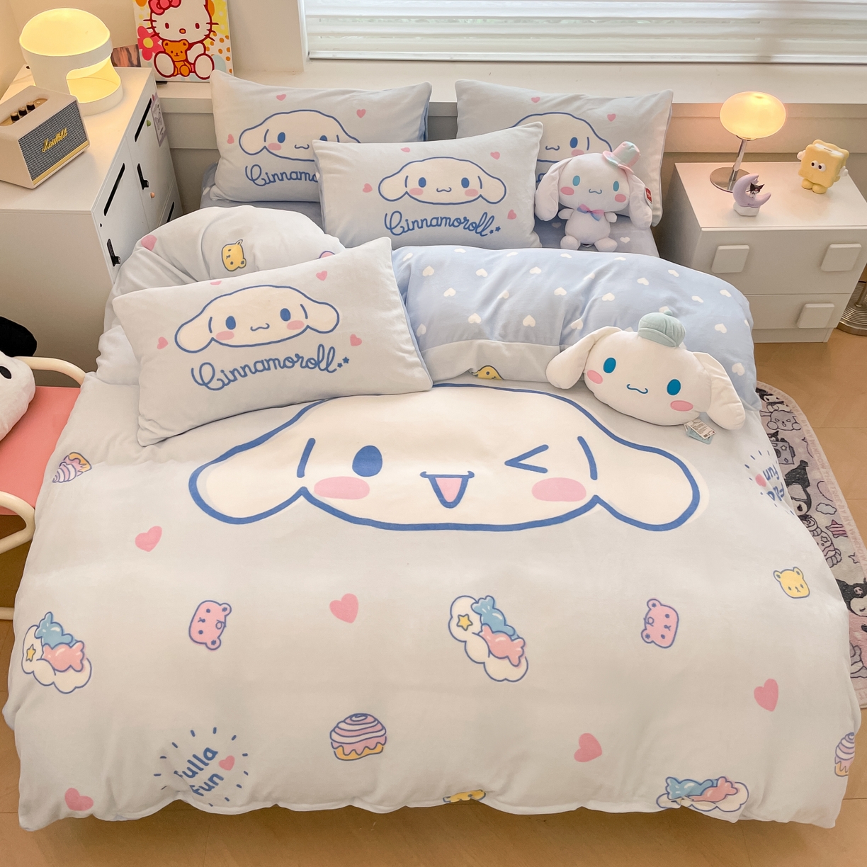 暮思家居 2025新款正版授权三丽鸥大阪数码印花高克重加厚保暖牛奶绒四件套 绒大阪-开心玉桂狗