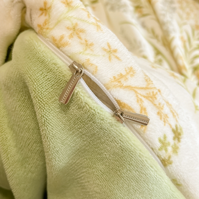 91家纺网 家纺一手货源 找家纺 眠博士 2025新款烂花牛奶绒印花牛奶绒加厚保暖简单款四件套 简单款-青叶飘逸-绿