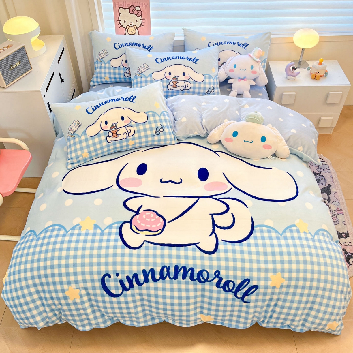 暮思家居 2025新款正版授权三丽鸥大阪数码印花高克重加厚保暖牛奶绒四件套 绒大阪-快乐玉桂狗