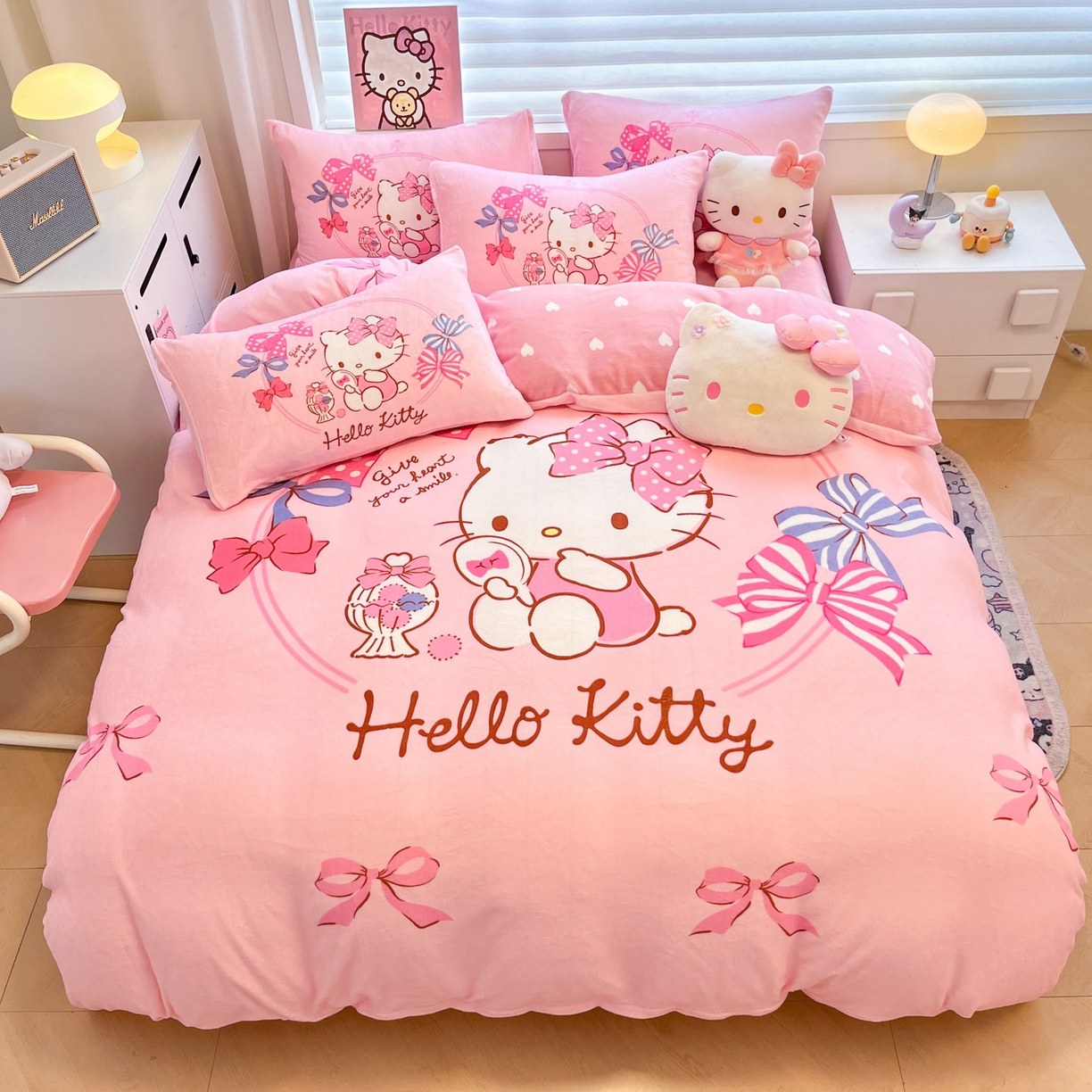 暮思家居 2025新款正版授权三丽鸥大阪数码印花高克重加厚保暖牛奶绒四件套 绒大阪-美美KT