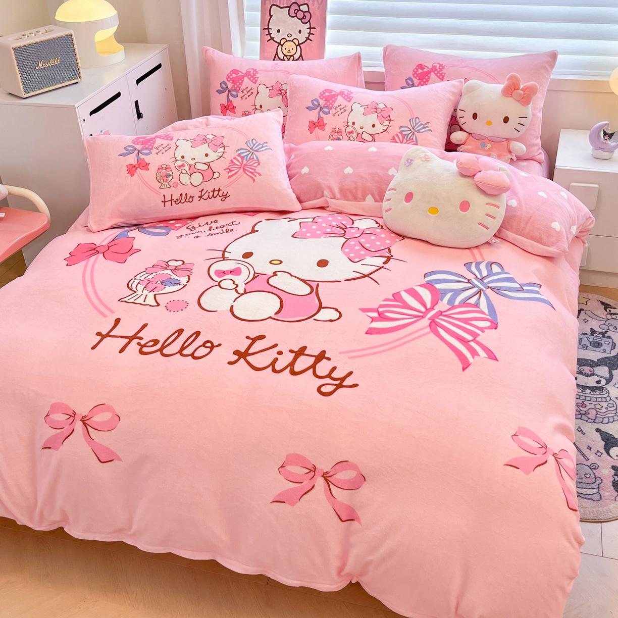 91家纺网 家纺一手货源 找家纺 暮思家居 2025新款正版授权三丽鸥大阪数码印花高克重加厚保暖牛奶绒四件套 绒大阪-美美KT