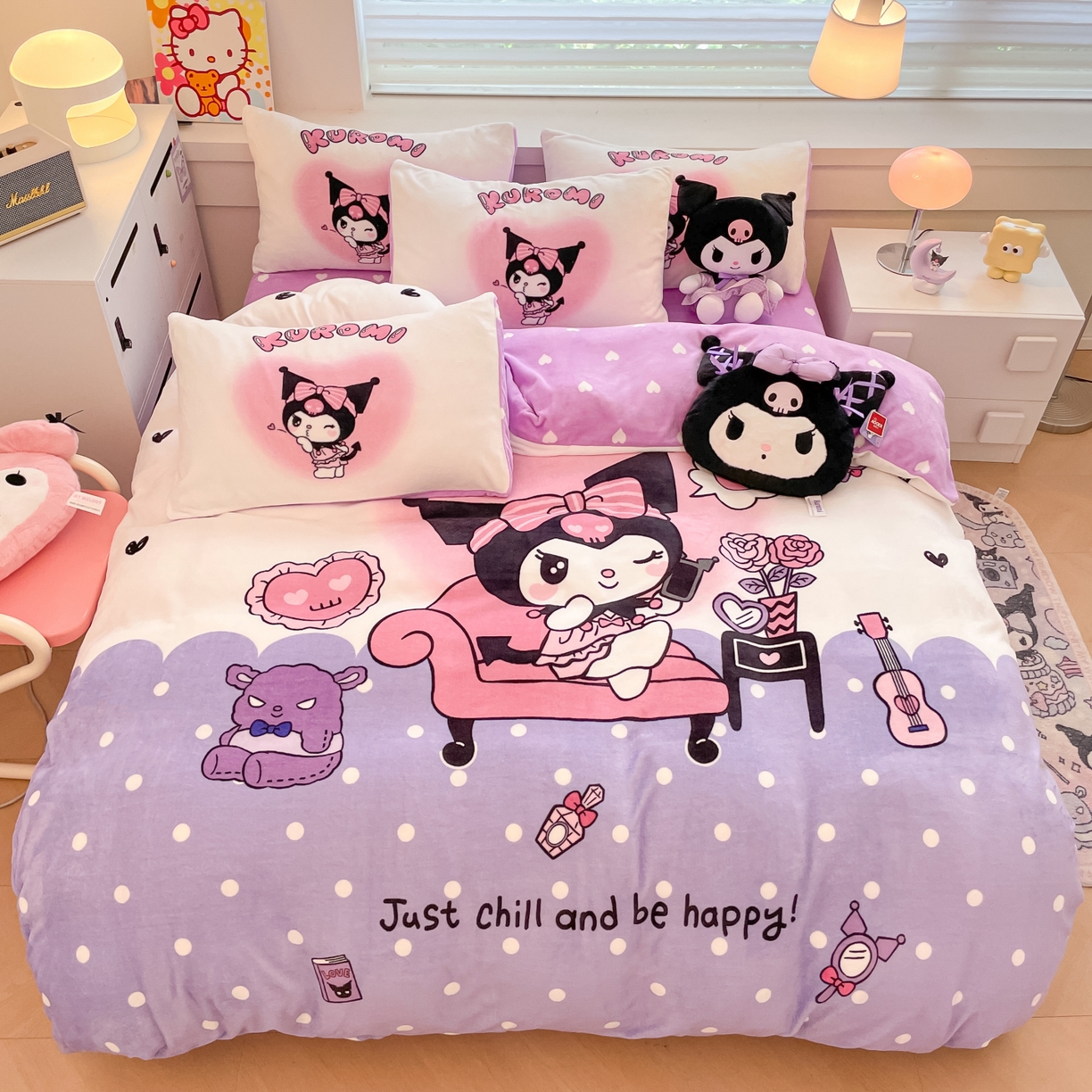 暮思家居 2025新款正版授权三丽鸥大阪数码印花高克重加厚保暖牛奶绒四件套 绒大阪-美妆库洛米