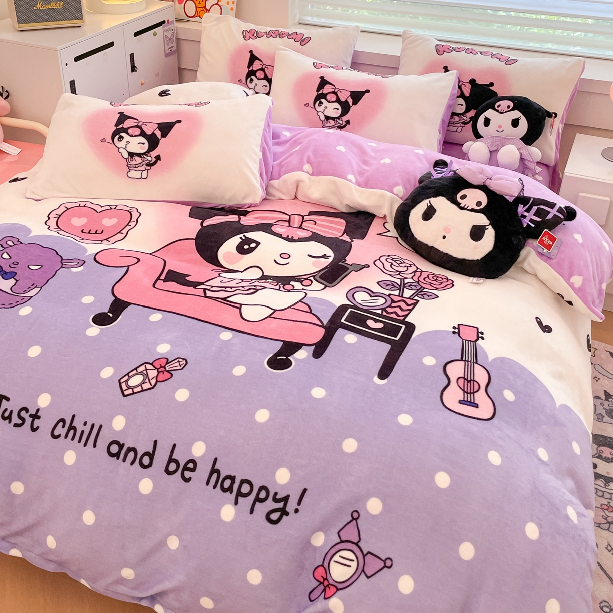 91家纺网 家纺一手货源 找家纺 暮思家居 2025新款正版授权三丽鸥大阪数码印花高克重加厚保暖牛奶绒四件套 绒大阪-美妆库洛米