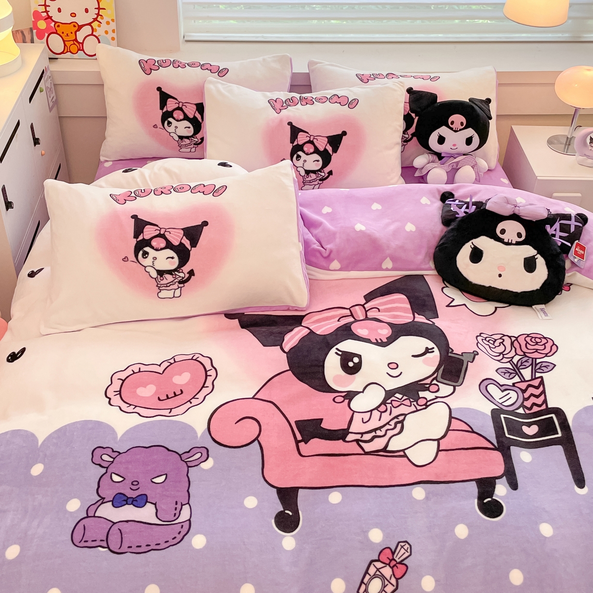 91家纺网 家纺一手货源 找家纺 暮思家居 2025新款正版授权三丽鸥大阪数码印花高克重加厚保暖牛奶绒四件套 绒大阪-美妆库洛米