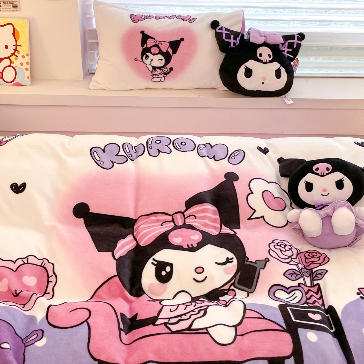 91家纺网 家纺一手货源 找家纺 暮思家居 2025新款正版授权三丽鸥大阪数码印花高克重加厚保暖牛奶绒四件套 绒大阪-美妆库洛米