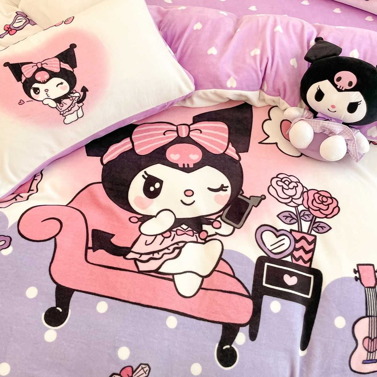 91家纺网 家纺一手货源 找家纺 暮思家居 2025新款正版授权三丽鸥大阪数码印花高克重加厚保暖牛奶绒四件套 绒大阪-美妆库洛米