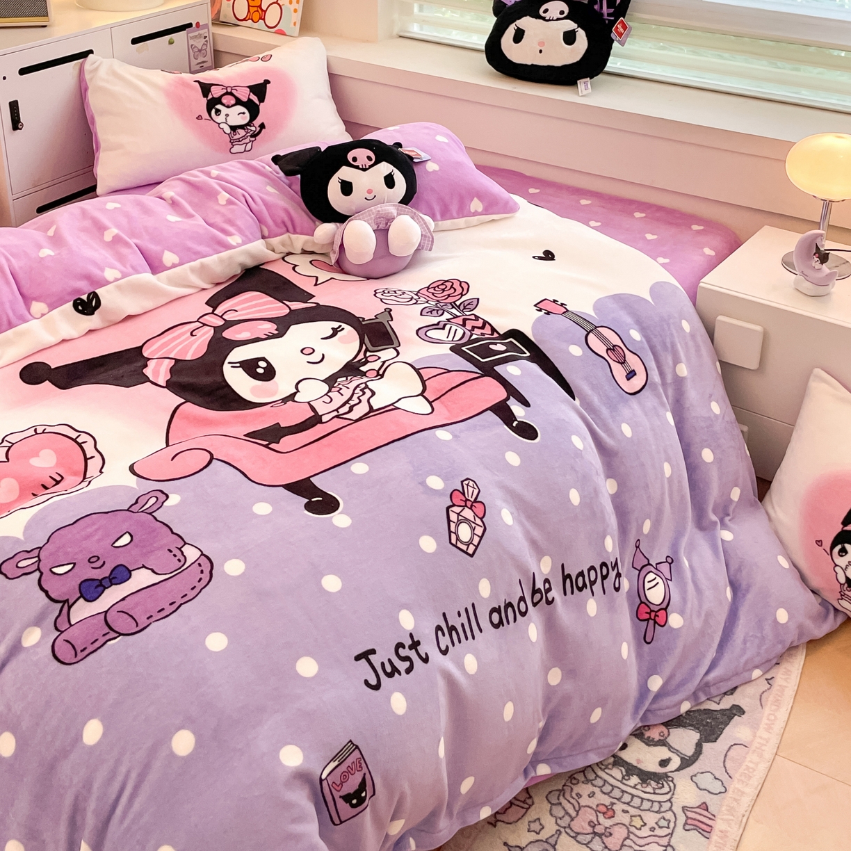 91家纺网 家纺一手货源 找家纺 暮思家居 2025新款正版授权三丽鸥大阪数码印花高克重加厚保暖牛奶绒四件套 绒大阪-美妆库洛米