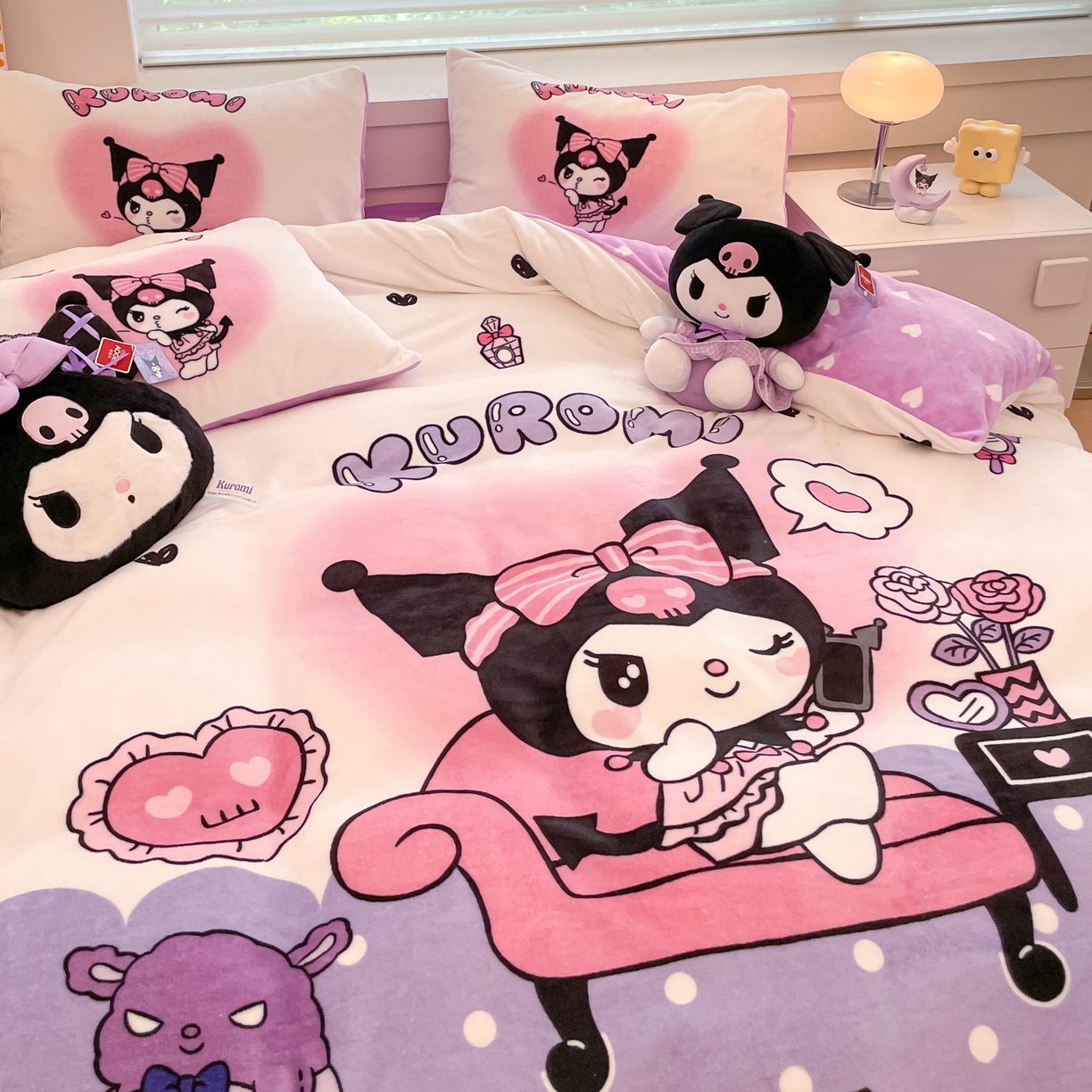 91家纺网 家纺一手货源 找家纺 暮思家居 2025新款正版授权三丽鸥大阪数码印花高克重加厚保暖牛奶绒四件套 绒大阪-美妆库洛米