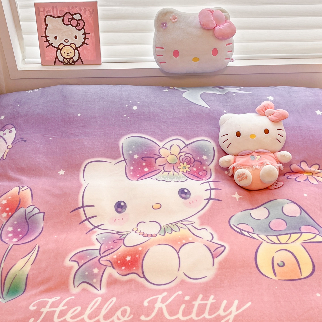 91家纺网 家纺一手货源 找家纺 暮思家居 2025新款正版授权三丽鸥大阪数码印花高克重加厚保暖牛奶绒四件套 绒大阪-梦幻KT