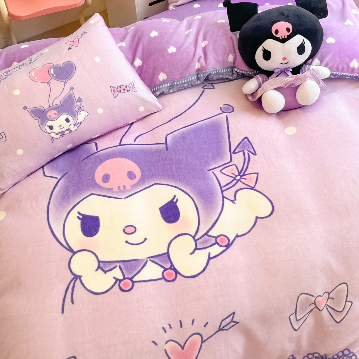 91家纺网 家纺一手货源 找家纺 暮思家居 2025新款正版授权三丽鸥大阪数码印花高克重加厚保暖牛奶绒四件套 绒大阪-梦想库洛米