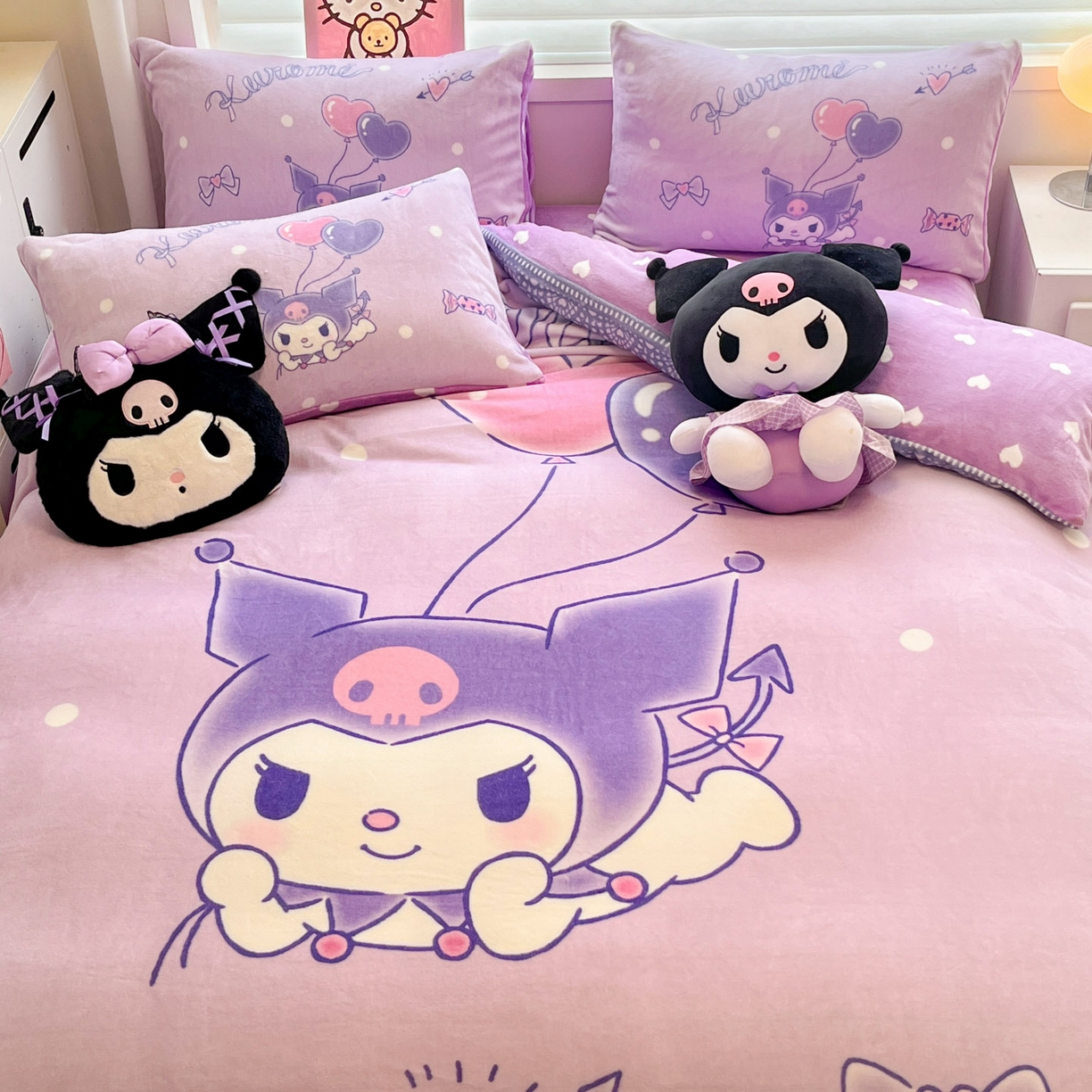 91家纺网 家纺一手货源 找家纺 暮思家居 2025新款正版授权三丽鸥大阪数码印花高克重加厚保暖牛奶绒四件套 绒大阪-梦想库洛米