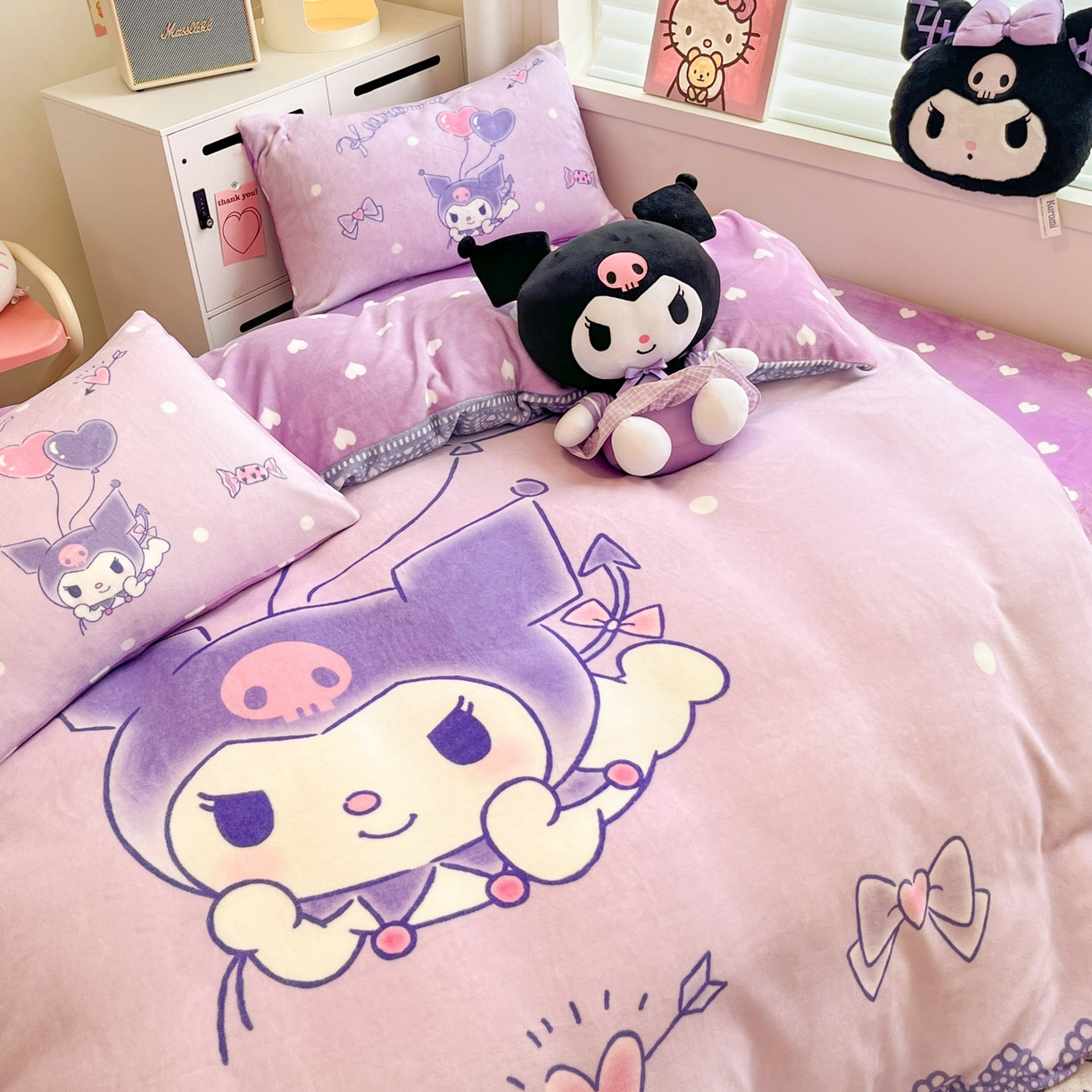 91家纺网 家纺一手货源 找家纺 暮思家居 2025新款正版授权三丽鸥大阪数码印花高克重加厚保暖牛奶绒四件套 绒大阪-梦想库洛米