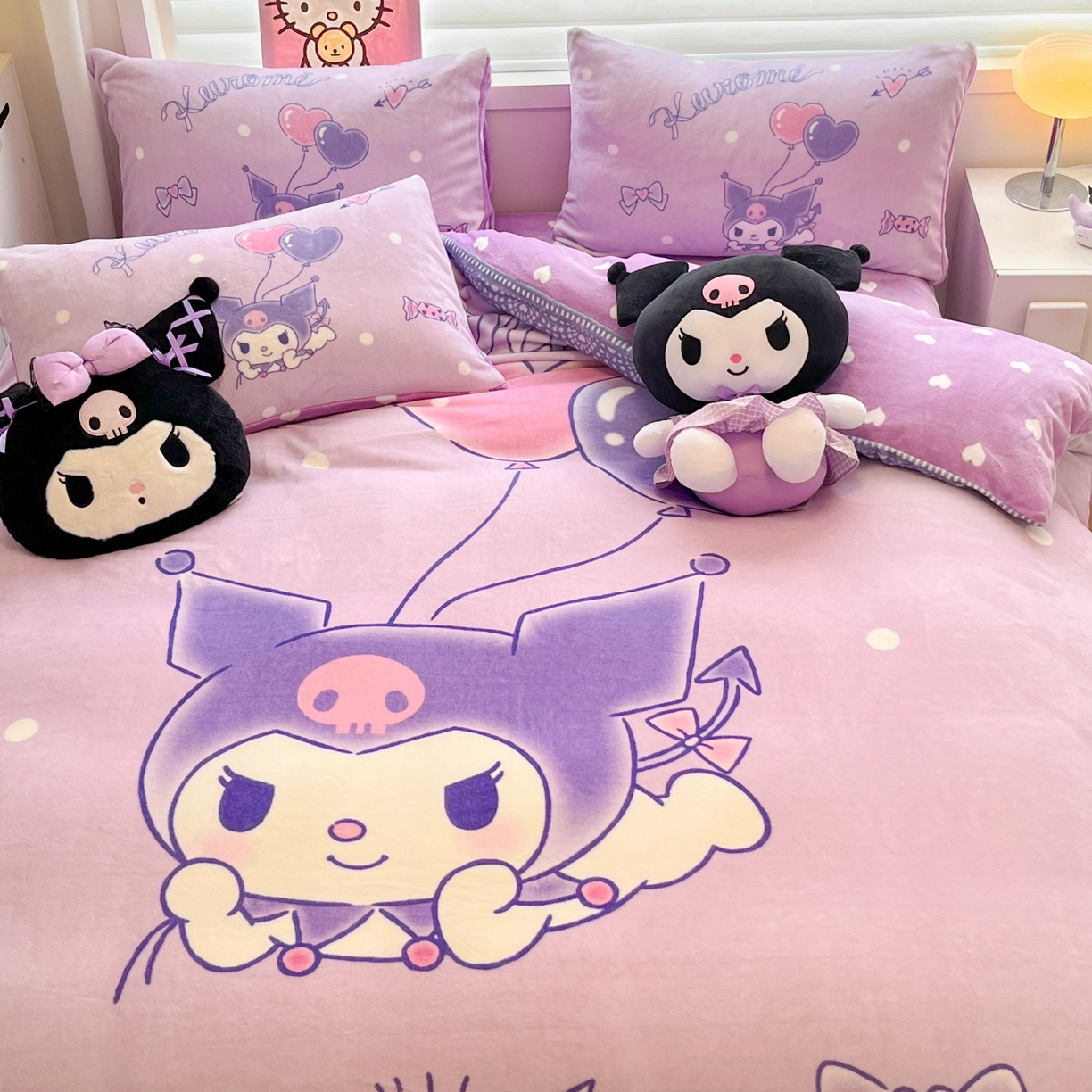 91家纺网 家纺一手货源 找家纺 暮思家居 2025新款正版授权三丽鸥大阪数码印花高克重加厚保暖牛奶绒四件套 绒大阪-梦想库洛米