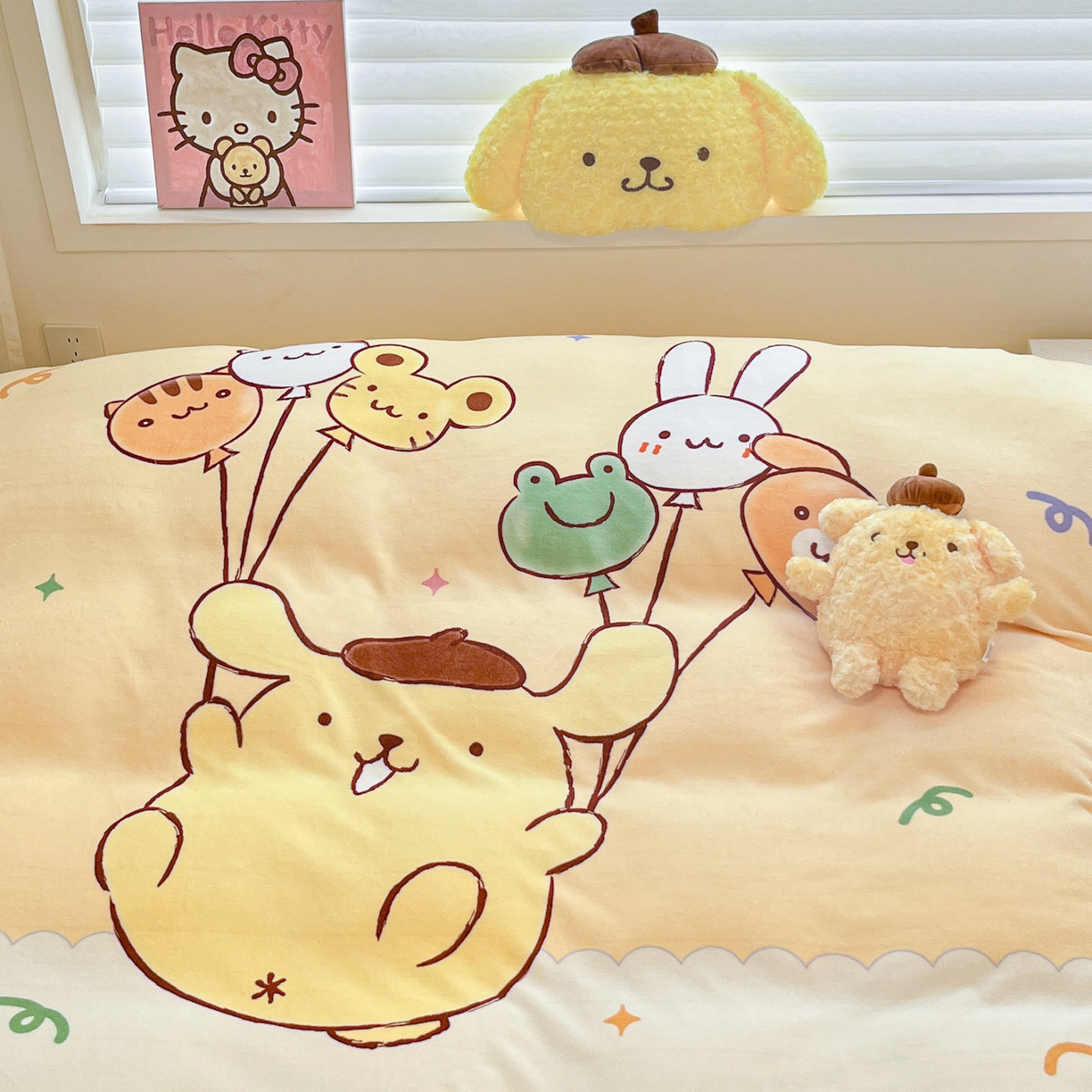 91家纺网 家纺一手货源 找家纺 暮思家居 2025新款正版授权三丽鸥大阪数码印花高克重加厚保暖牛奶绒四件套 绒大阪-奶黄包布丁狗