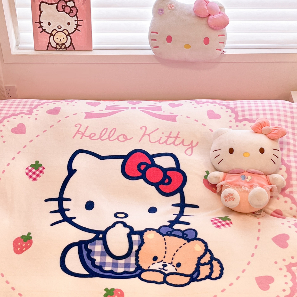 91家纺网 家纺一手货源 找家纺 暮思家居 2025新款正版授权三丽鸥大阪数码印花高克重加厚保暖牛奶绒四件套 绒大阪-奶油KT