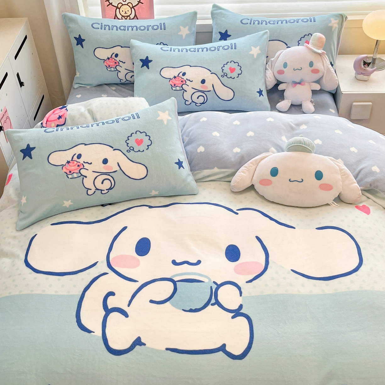 91家纺网 家纺一手货源 找家纺 暮思家居 2025新款正版授权三丽鸥大阪数码印花高克重加厚保暖牛奶绒四件套 绒大阪-甜品大耳狗