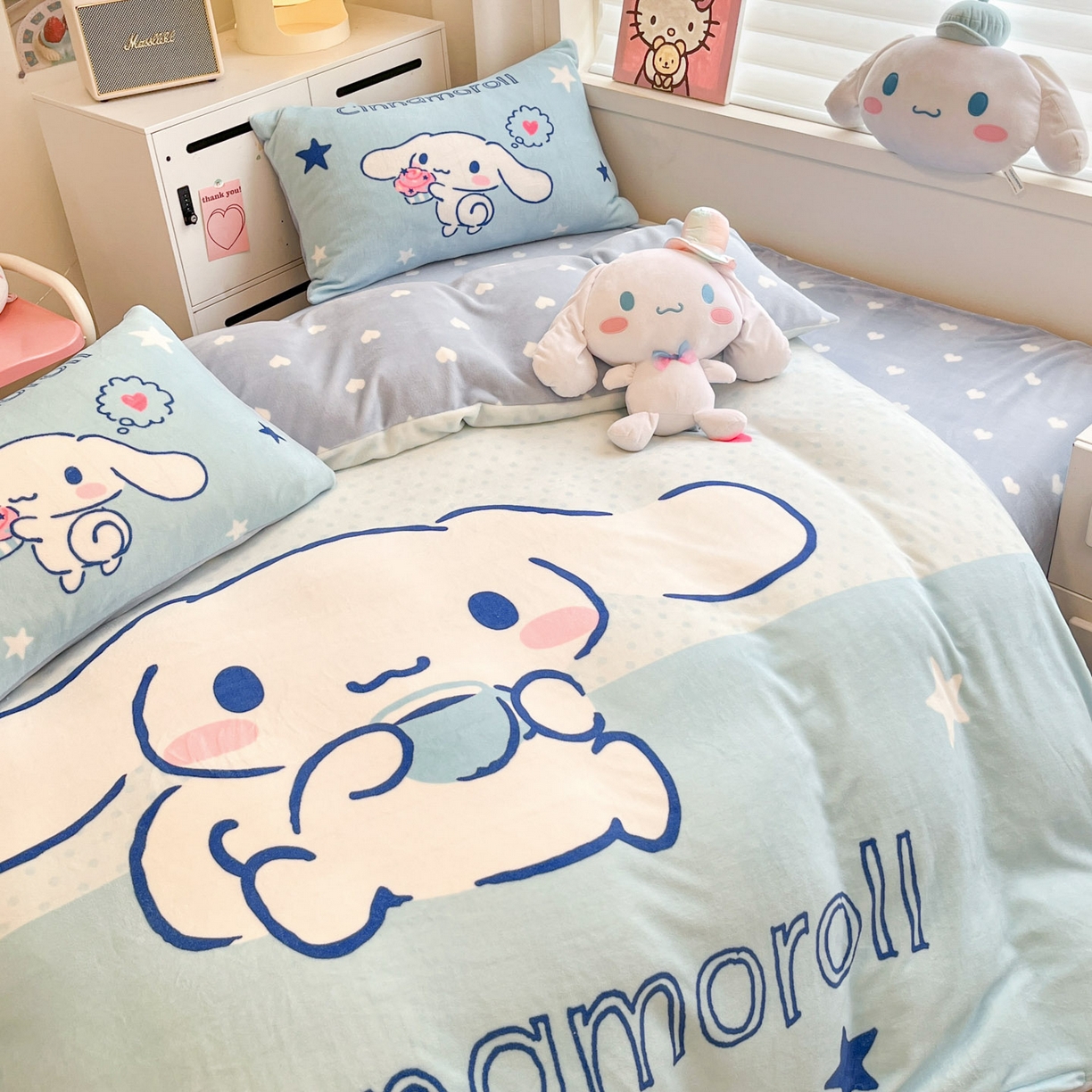 91家纺网 家纺一手货源 找家纺 暮思家居 2025新款正版授权三丽鸥大阪数码印花高克重加厚保暖牛奶绒四件套 绒大阪-甜品大耳狗