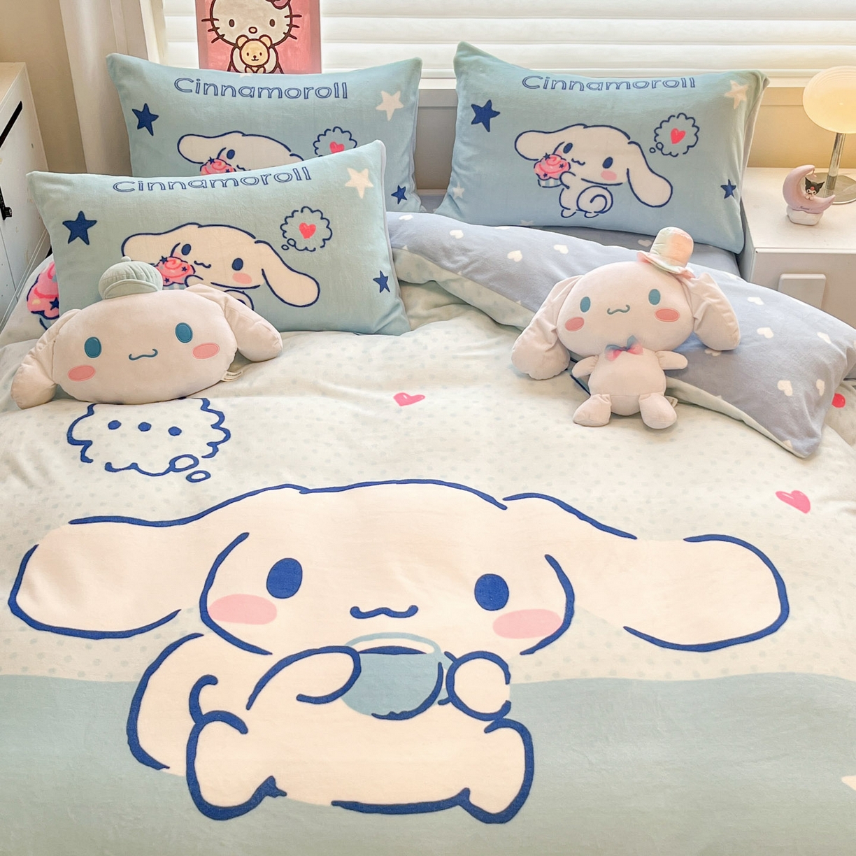 91家纺网 家纺一手货源 找家纺 暮思家居 2025新款正版授权三丽鸥大阪数码印花高克重加厚保暖牛奶绒四件套 绒大阪-甜品大耳狗