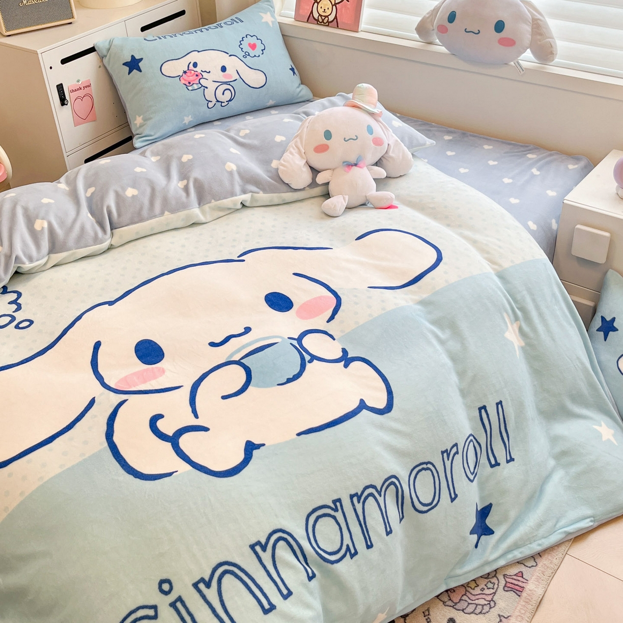 91家纺网 家纺一手货源 找家纺 暮思家居 2025新款正版授权三丽鸥大阪数码印花高克重加厚保暖牛奶绒四件套 绒大阪-甜品大耳狗