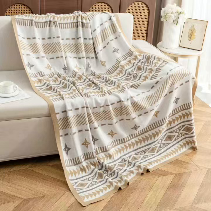 91家纺网 家纺一手货源 找家纺 悦织湾家纺 2025新款轻奢晴纶针织毛毯人字纹回字纹休闲时尚盖毯航空毯 菱形