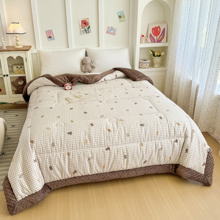 91家纺网 家纺一手货源 找家纺 宜梦家居 2025新款纯棉豆豆被冬被被子被芯 呆萌狗