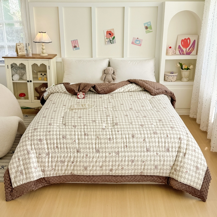 91家纺网 家纺一手货源 找家纺 宜梦家居 2025新款纯棉豆豆被冬被被子被芯 格林小果