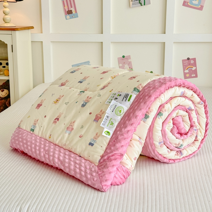 91家纺网 家纺一手货源 找家纺 宜梦家居 2025新款纯棉豆豆被冬被被子被芯 果冻兔