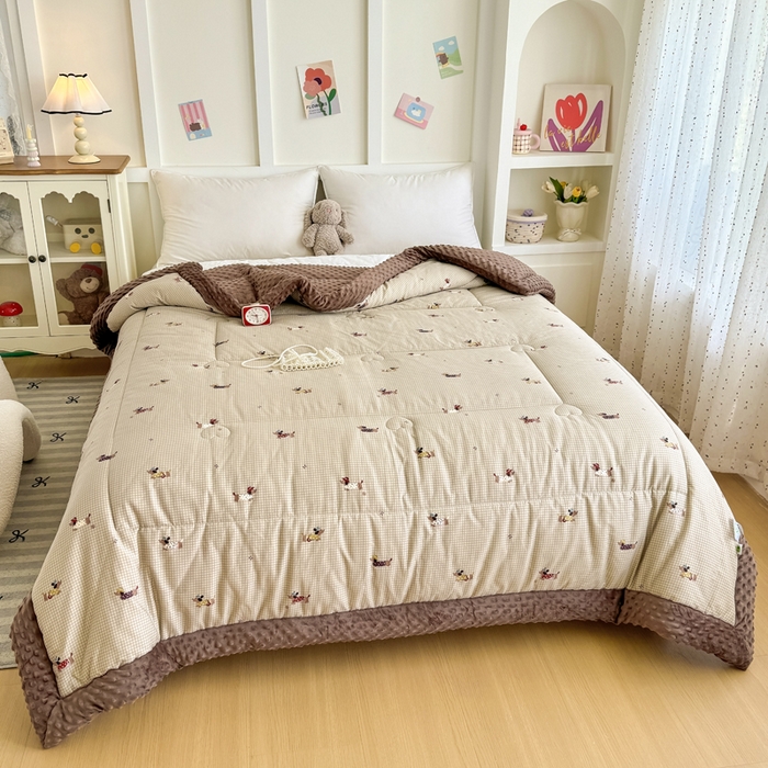 91家纺网 家纺一手货源 找家纺 宜梦家居 2025新款纯棉豆豆被冬被被子被芯 哈里狗