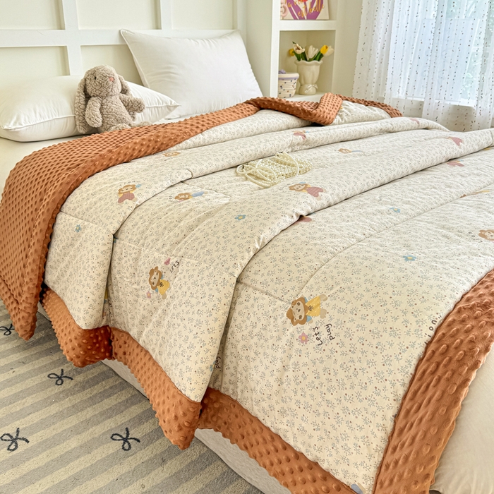 91家纺网 家纺一手货源 找家纺 宜梦家居 2025新款纯棉豆豆被冬被被子被芯 萌萌狮