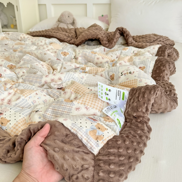 91家纺网 家纺一手货源 找家纺 宜梦家居 2025新款纯棉豆豆被冬被被子被芯 密罐团团