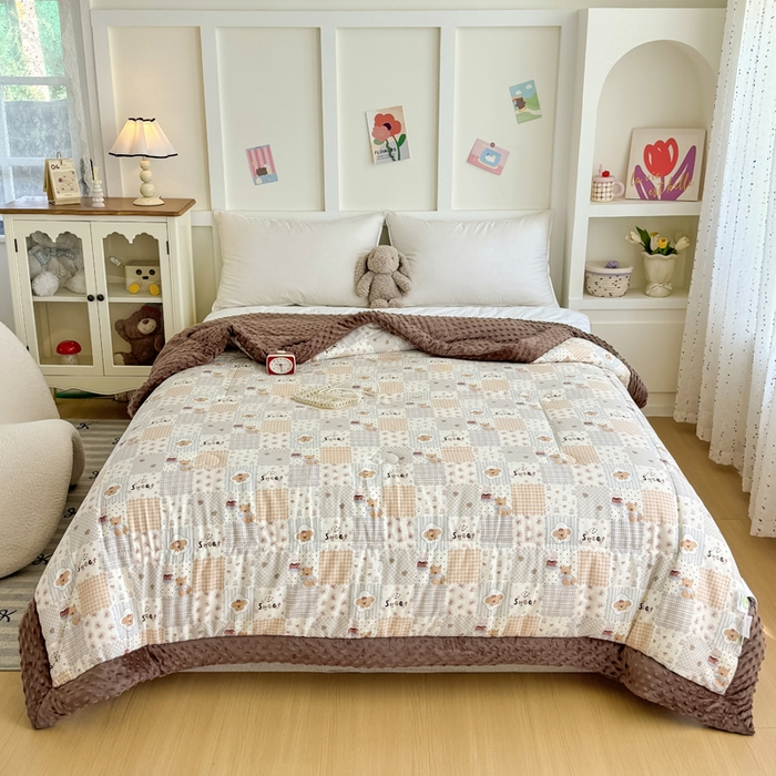 91家纺网 家纺一手货源 找家纺 宜梦家居 2025新款纯棉豆豆被冬被被子被芯 密罐团团