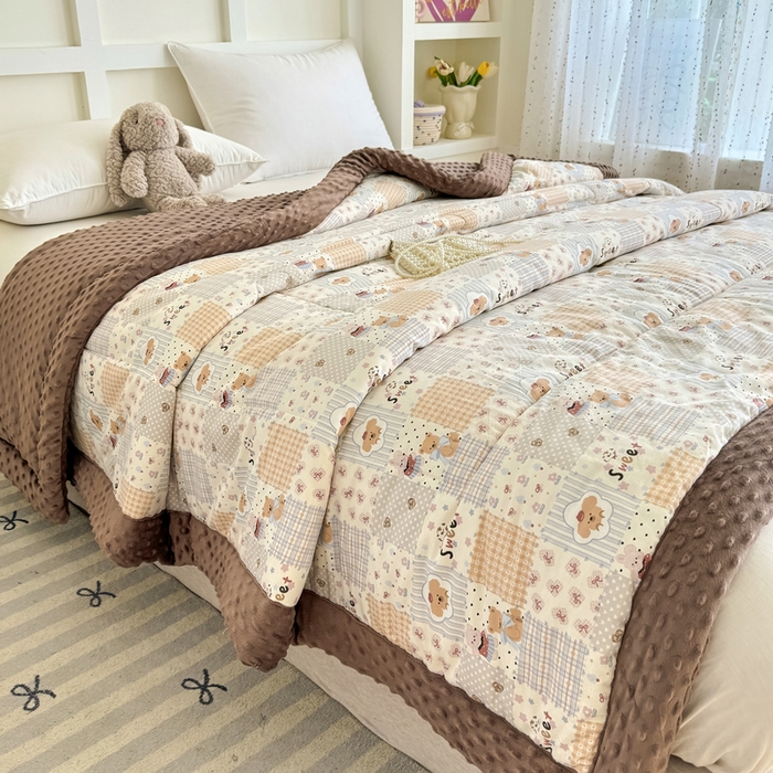 91家纺网 家纺一手货源 找家纺 宜梦家居 2025新款纯棉豆豆被冬被被子被芯 密罐团团