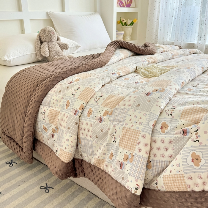 91家纺网 家纺一手货源 找家纺 宜梦家居 2025新款纯棉豆豆被冬被被子被芯 密罐团团