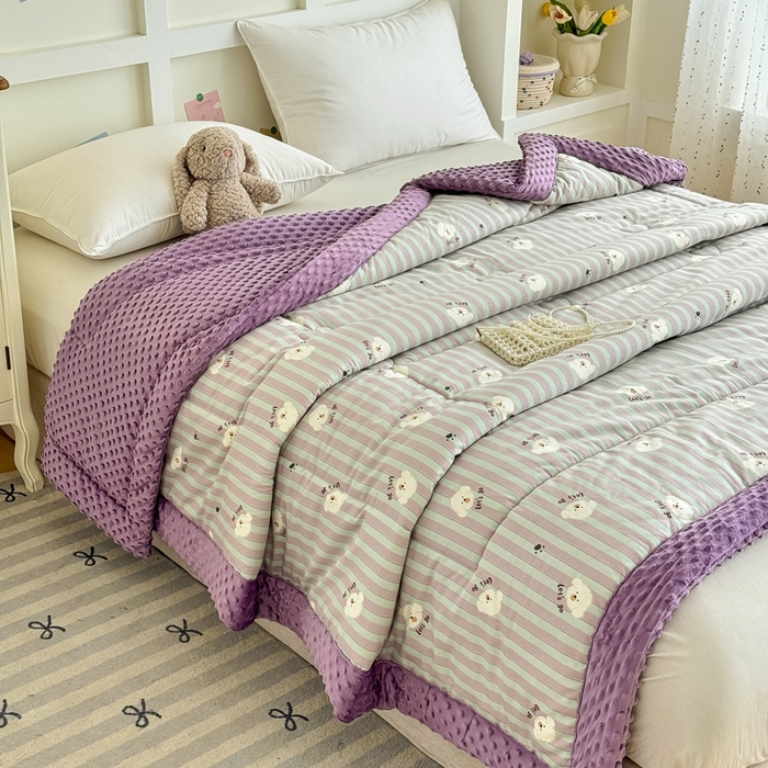 91家纺网 家纺一手货源 找家纺 宜梦家居 2025新款纯棉豆豆被冬被被子被芯 努力小狗