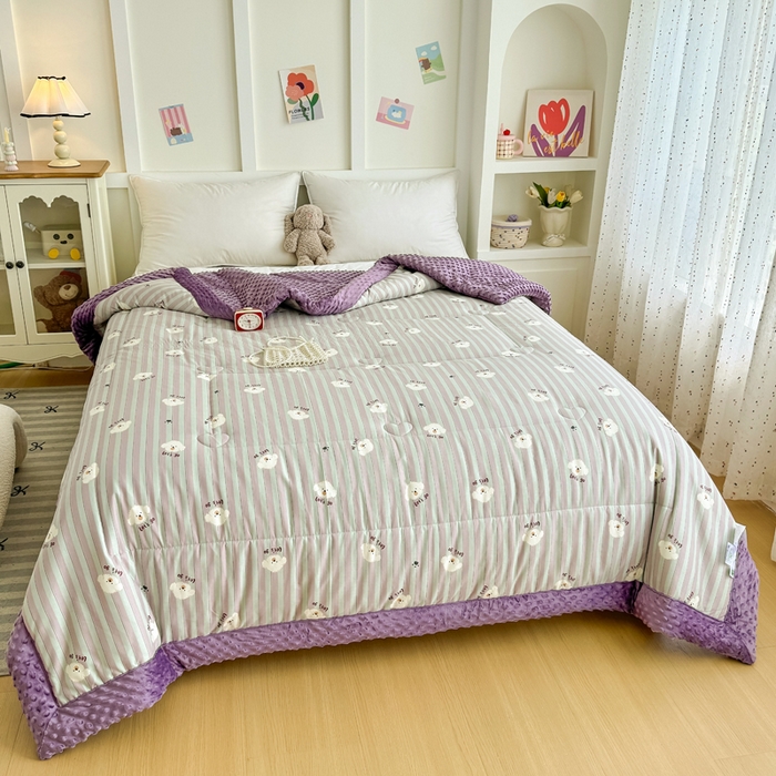 91家纺网 家纺一手货源 找家纺 宜梦家居 2025新款纯棉豆豆被冬被被子被芯 努力小狗