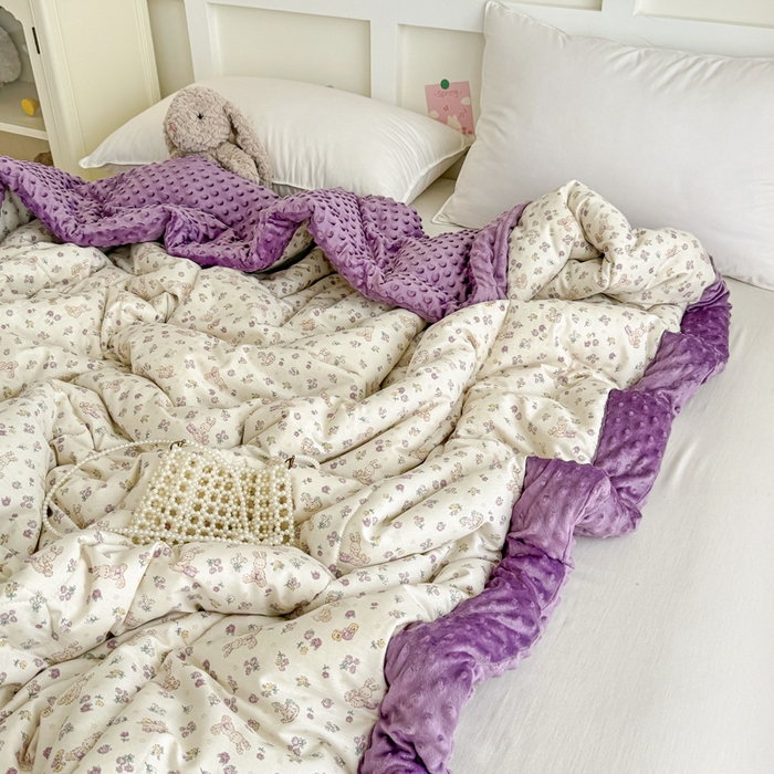 91家纺网 家纺一手货源 找家纺 宜梦家居 2025新款纯棉豆豆被冬被被子被芯 栖居小兔