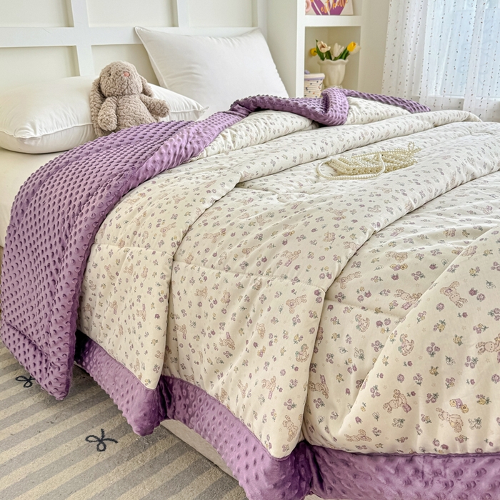 91家纺网 家纺一手货源 找家纺 宜梦家居 2025新款纯棉豆豆被冬被被子被芯 栖居小兔