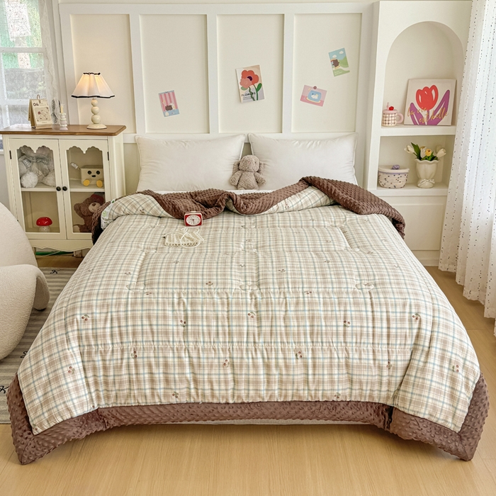 91家纺网 家纺一手货源 找家纺 宜梦家居 2025新款纯棉豆豆被冬被被子被芯 色织樱桃