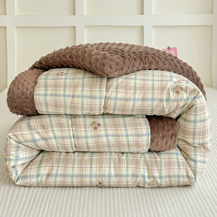 宜梦家居 2025新款纯棉豆豆被冬被被子被芯 色织樱桃