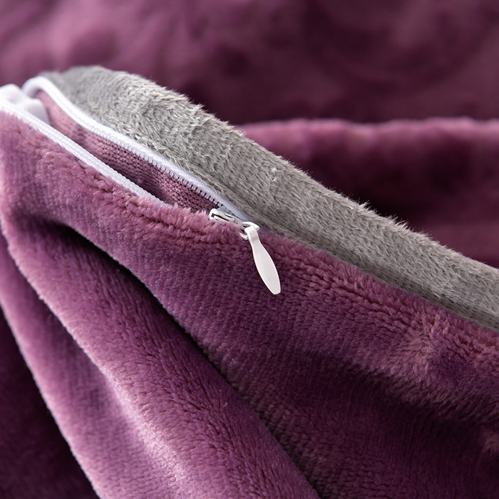 91家纺网 家纺一手货源 找家纺 总）牵梦萦 2025欧式烂花6D纯色牛奶法莱绒提花床裙四件套