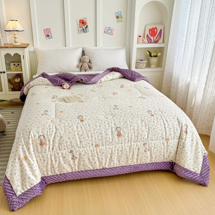 91家纺网 家纺一手货源 找家纺 宜梦家居 2025新款纯棉豆豆被冬被被子被芯 碎花兔熊