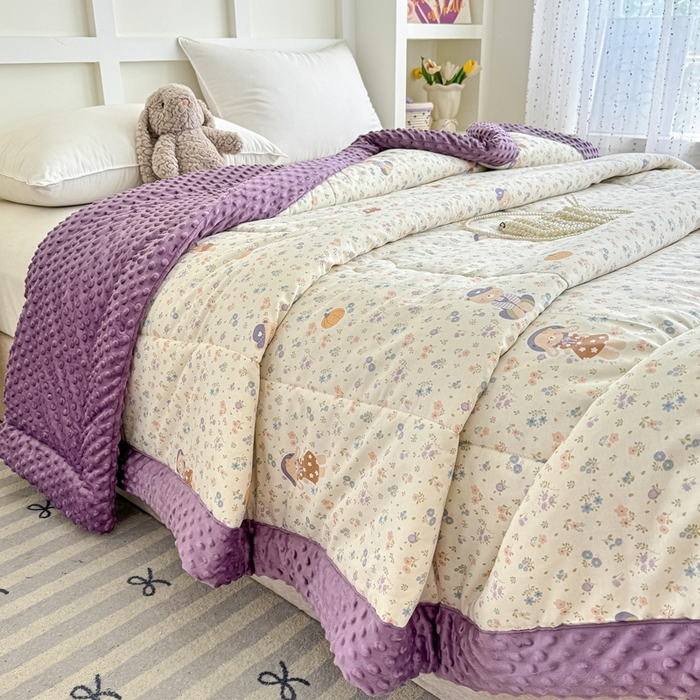 91家纺网 家纺一手货源 找家纺 宜梦家居 2025新款纯棉豆豆被冬被被子被芯 碎花兔熊